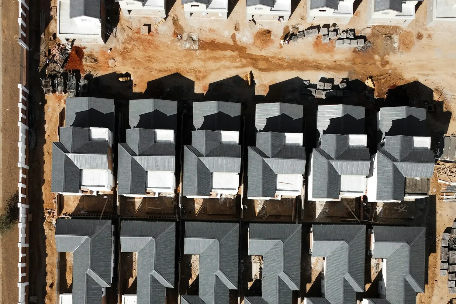 Aerial view of a housing construction site in Johannesburg, South Africa